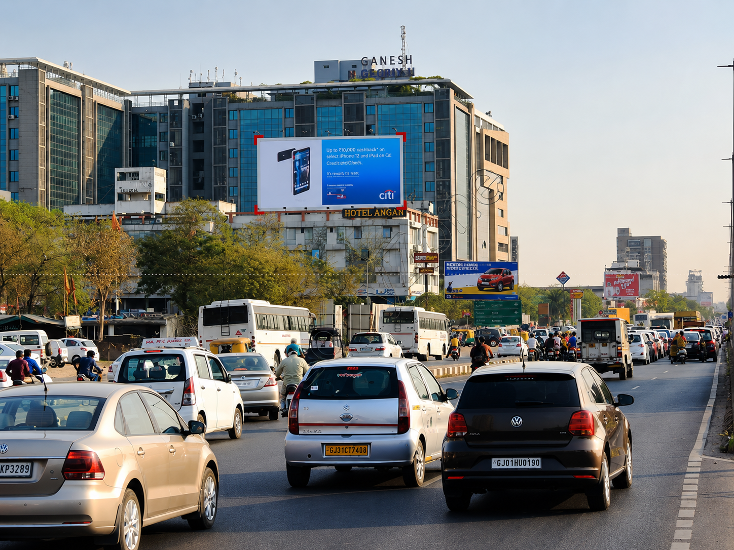 Ahmedabad, SG Highway - roadside digital billboard, real DOOH inventory bookable by the hour on Blindspot
