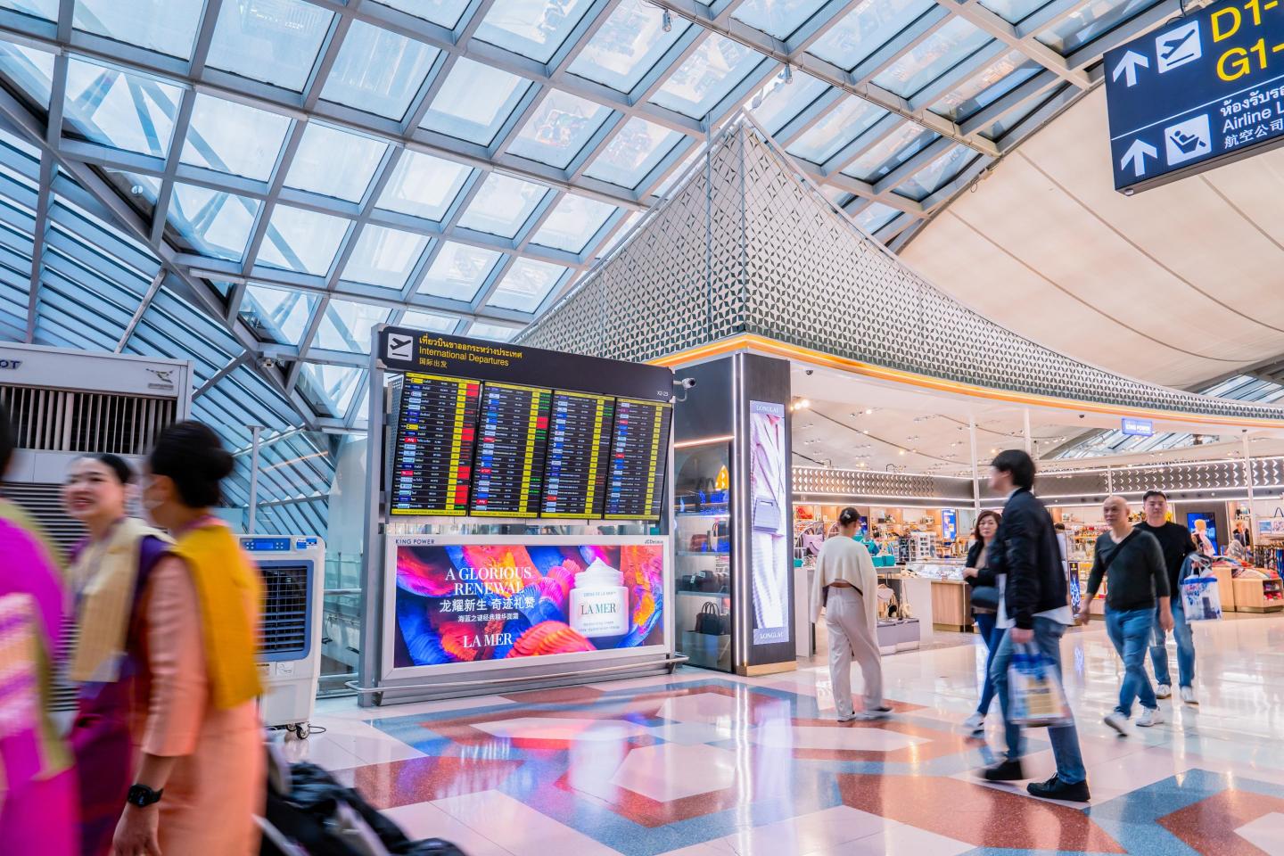 Bangkok Suvarnabhumi, Suvarnabhumi duty-free exclusive media, real DOOH inventory bookable by the hour on Blindspot