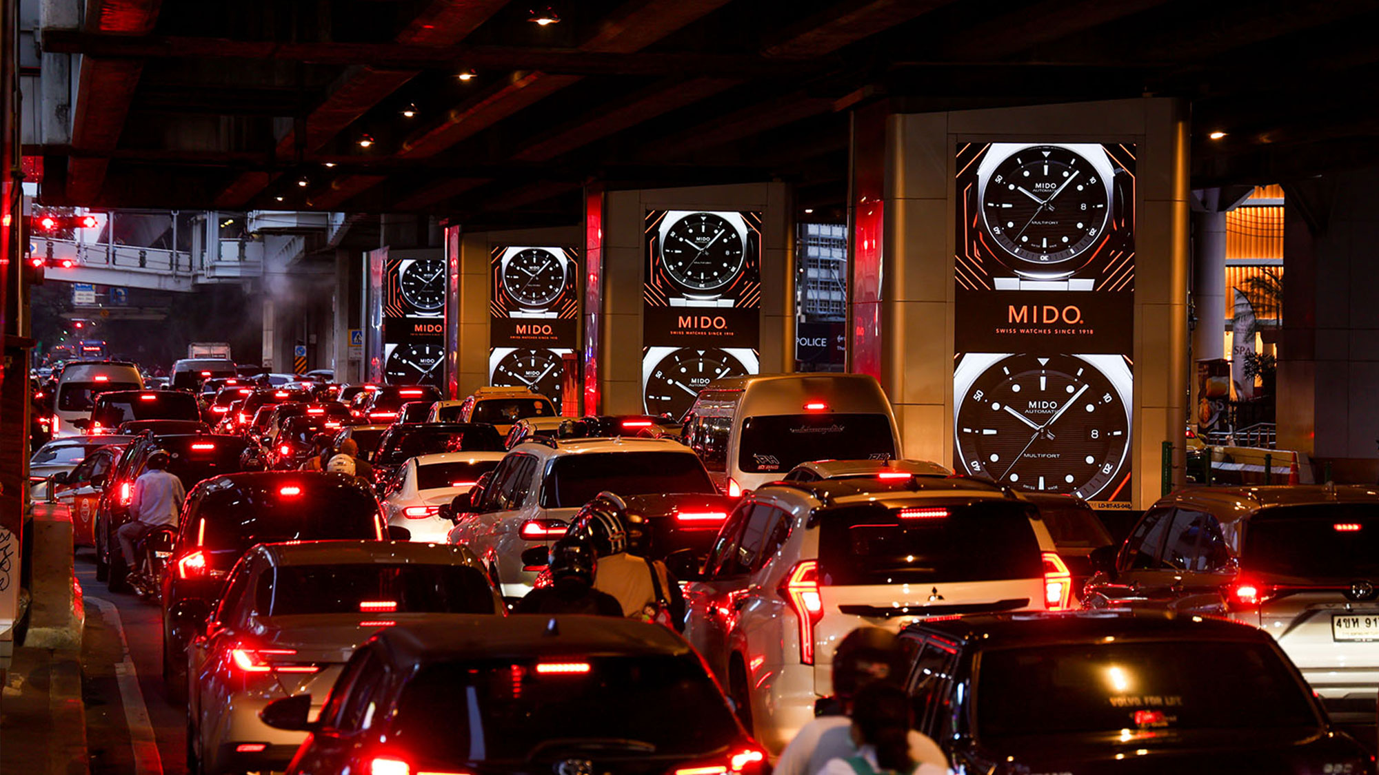 Bangkok, BTS City Line column screens, Bangkok CBD, real DOOH inventory bookable by the hour on Blindspot
