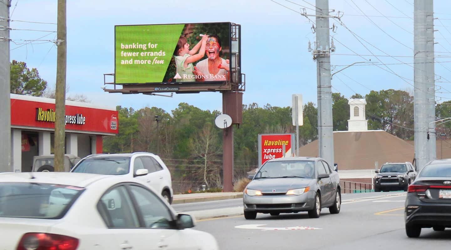 Atlanta, Jimmy Carter Boulevard - digital out-of-home screen, real DOOH inventory bookable by the hour on Blindspot