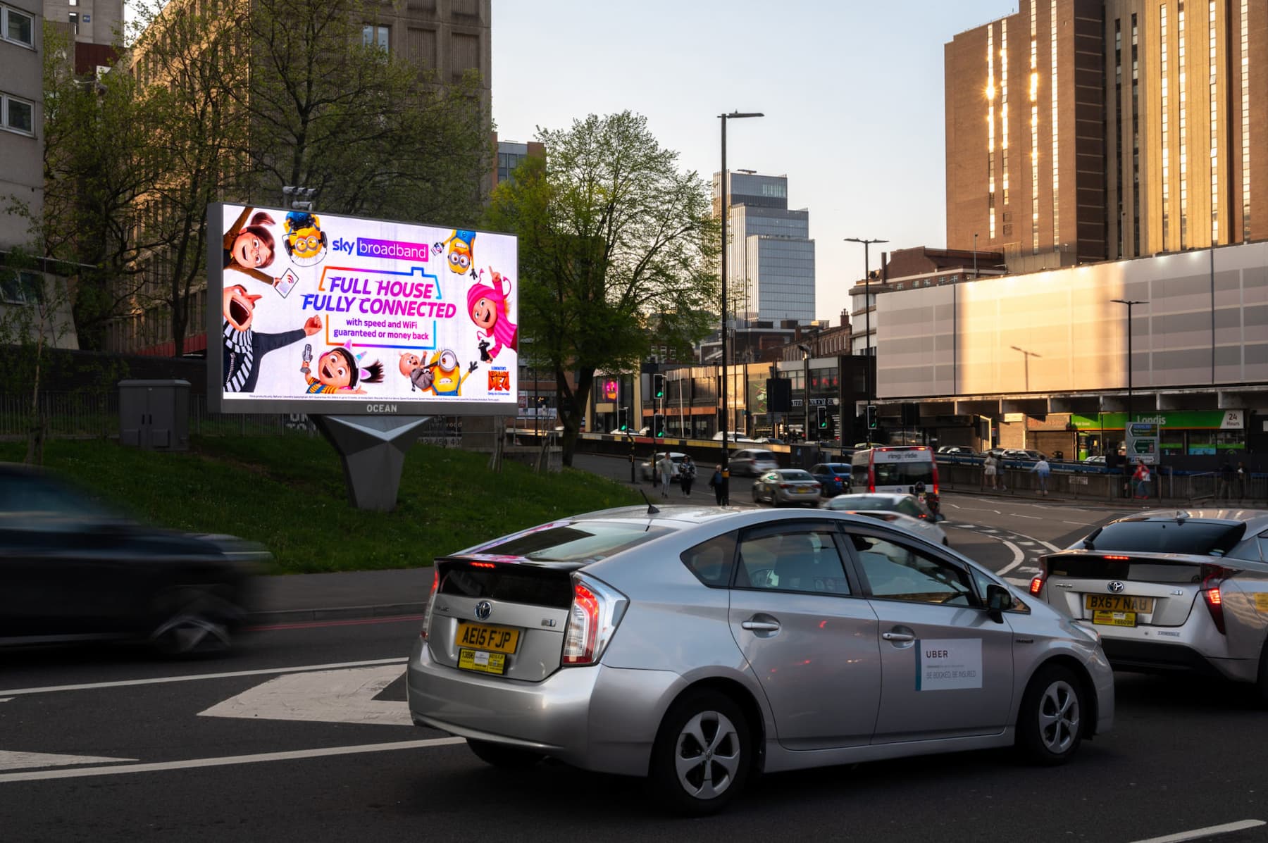 Birmingham, Birmingham city-centre screen (Sky), real DOOH inventory bookable by the hour on Blindspot