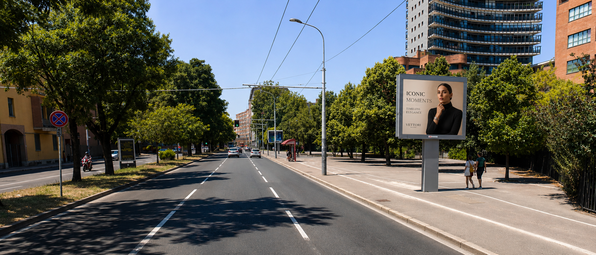 Bologna, Bologna transit corridor screen - digital out-of-home screen, real DOOH inventory bookable by the hour on Blindspot