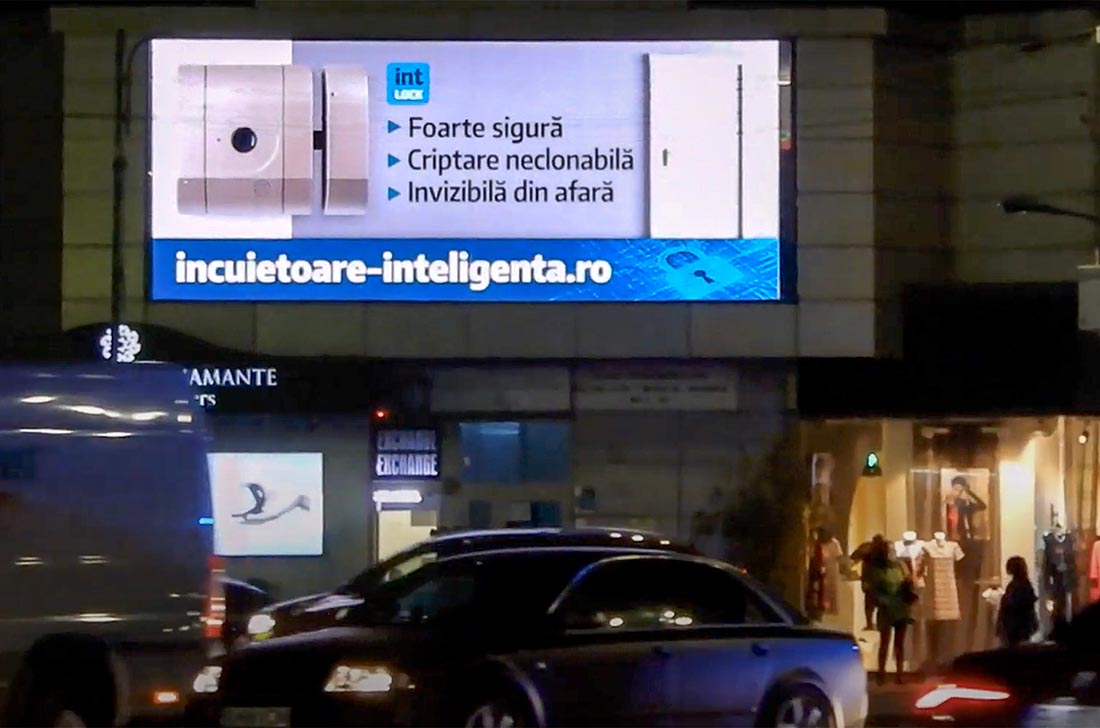 Digital LED screen at Piața Dorobanților, northern Bucharest