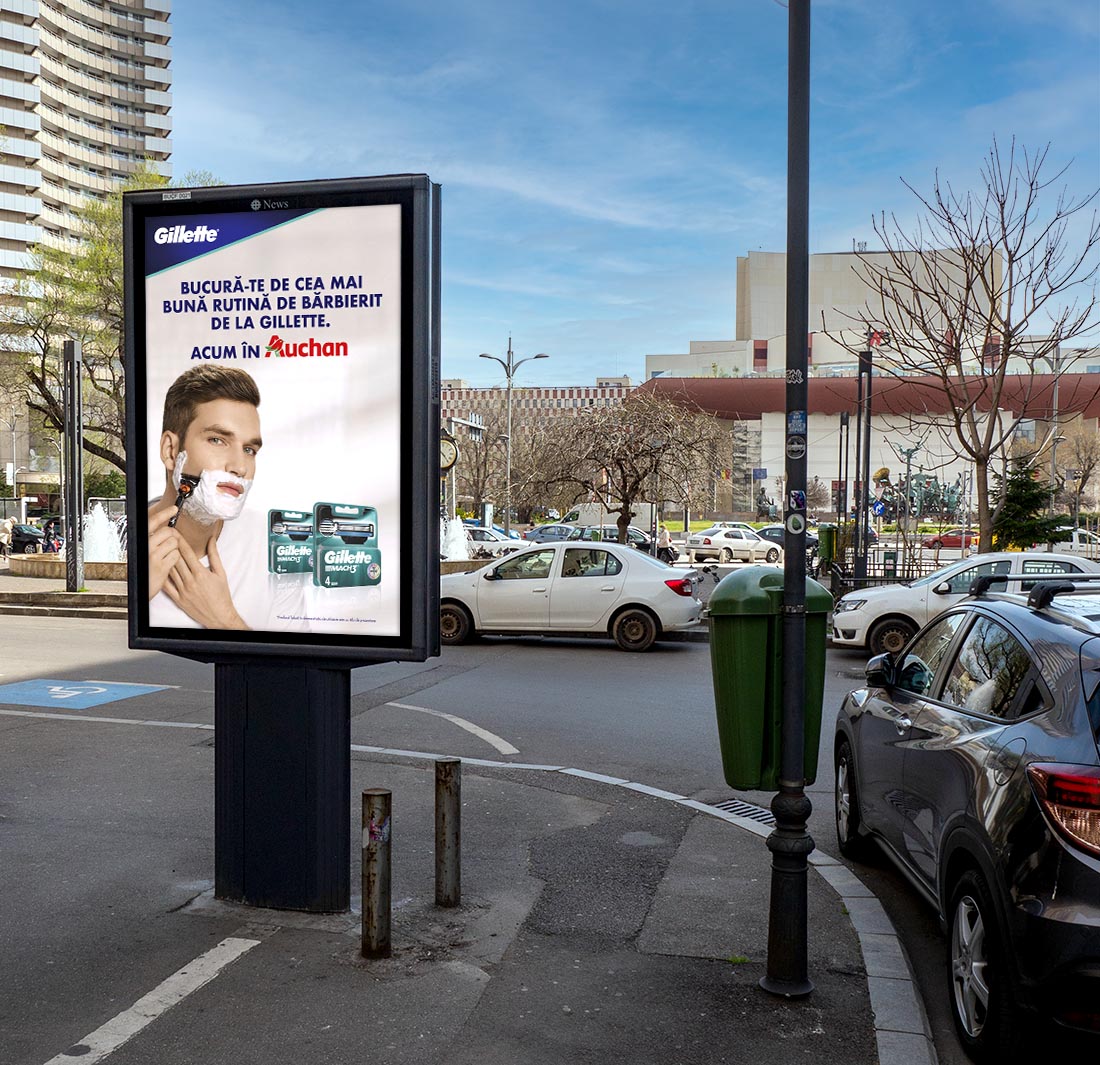 Citylight advertising panel at Universitate in central Bucharest