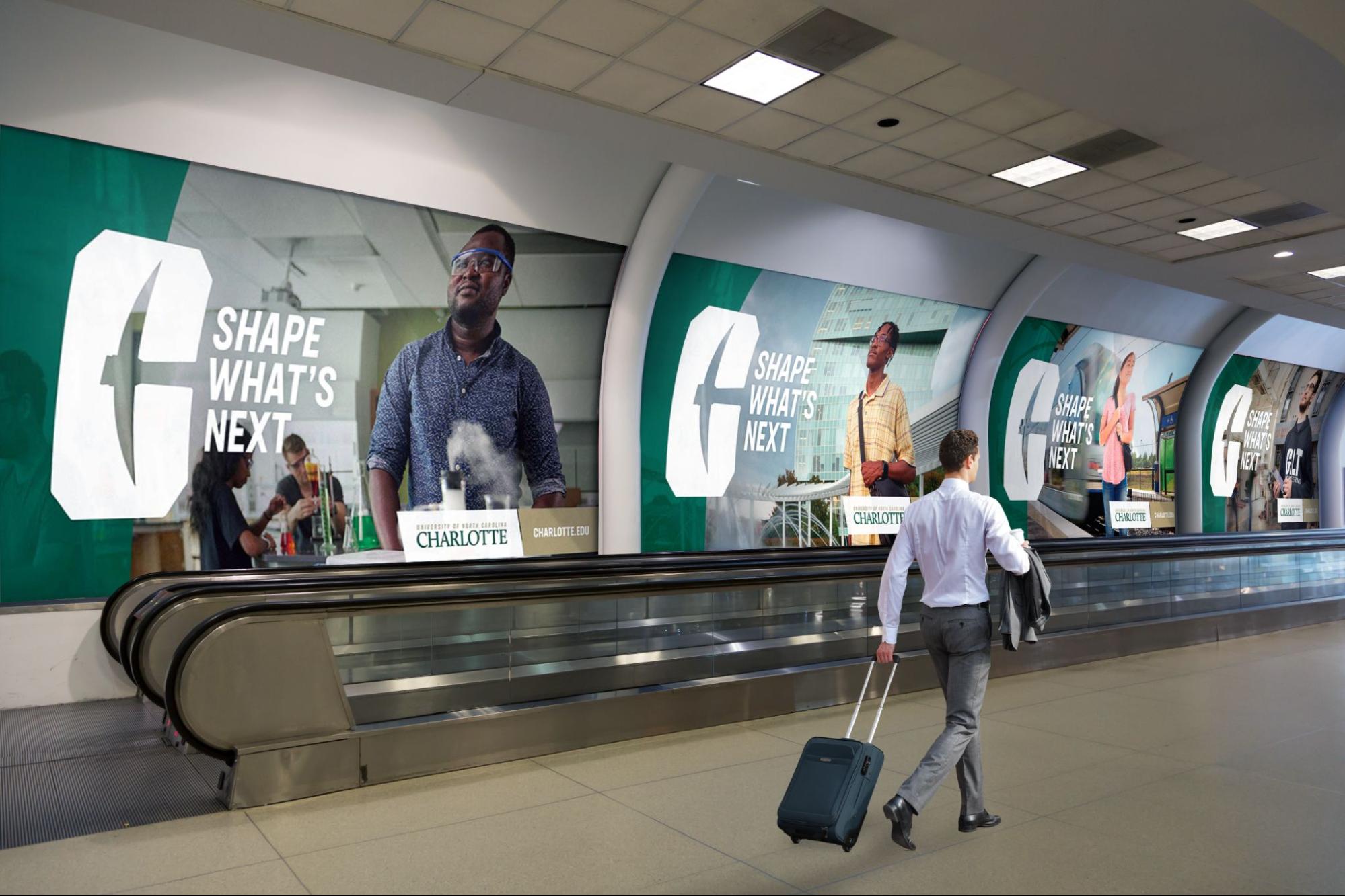 Charlotte Airport, large-format DOOH inventory bookable by the hour on Blindspot