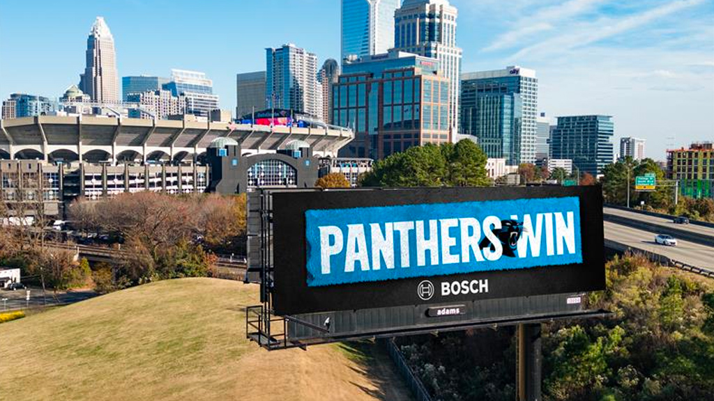 Charlotte, Panthers digital billboard, Charlotte, real DOOH inventory bookable by the hour on Blindspot
