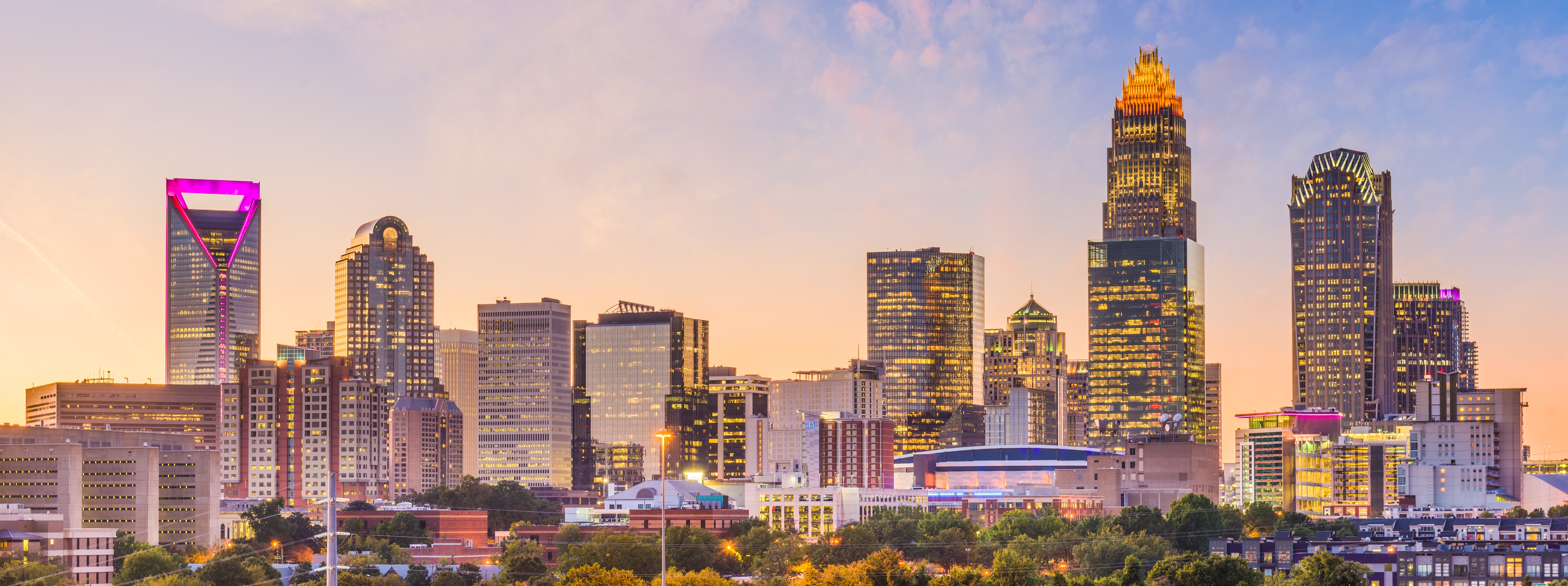 Charlotte, Charlotte skyline, real DOOH inventory bookable by the hour on Blindspot