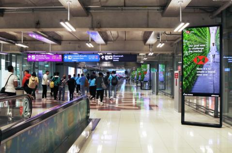 Copenhagen Airport, Gate concourse · holdroom screens, real DOOH inventory bookable by the hour on Blindspot