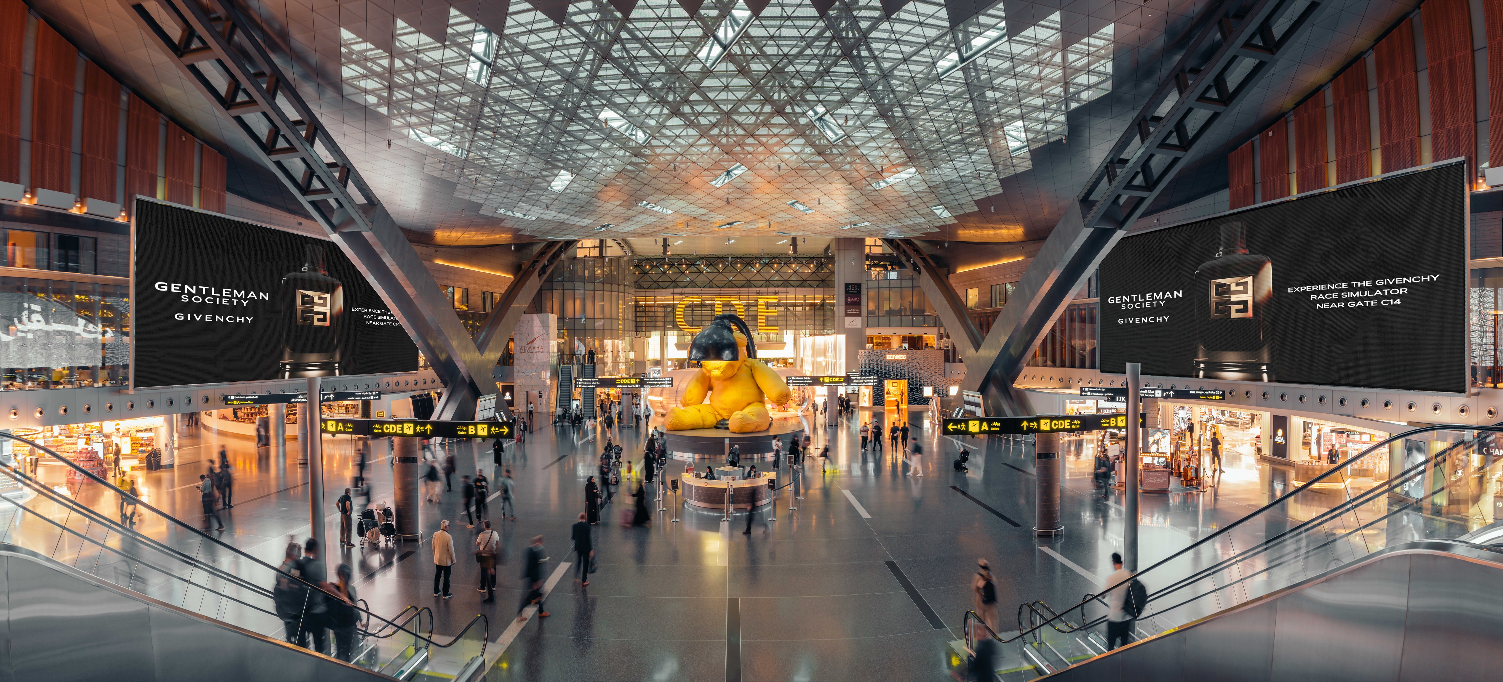 Doha Hamad Airport, large-format DOOH inventory bookable by the hour on Blindspot