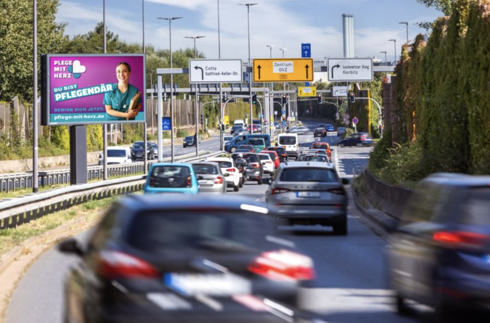 Dresden, Dresden transit corridor screen - digital out-of-home screen, real DOOH inventory bookable by the hour on Blindspot