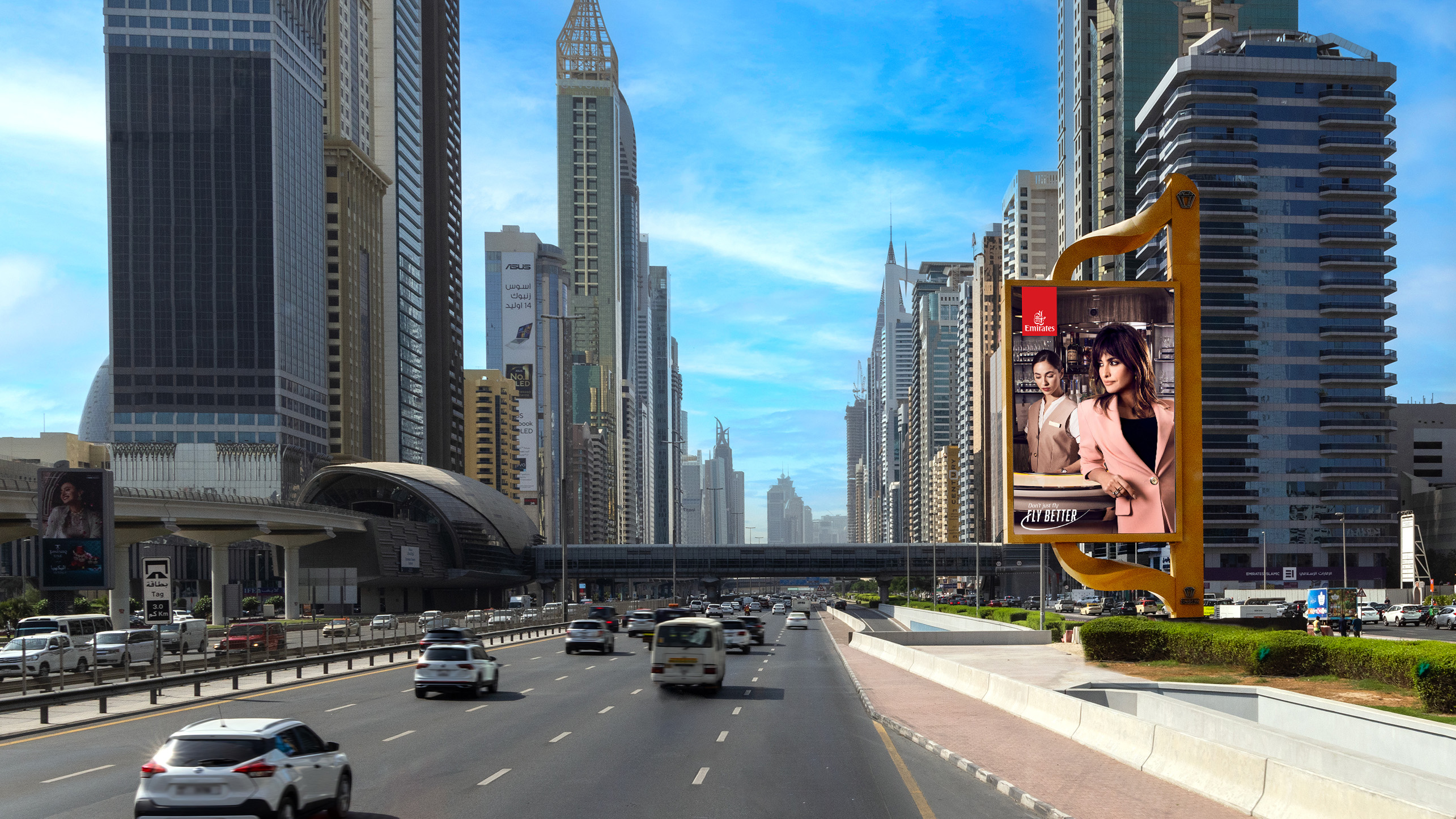 Dubai, Downtown · digital spectacular, real DOOH inventory bookable by the hour on Blindspot