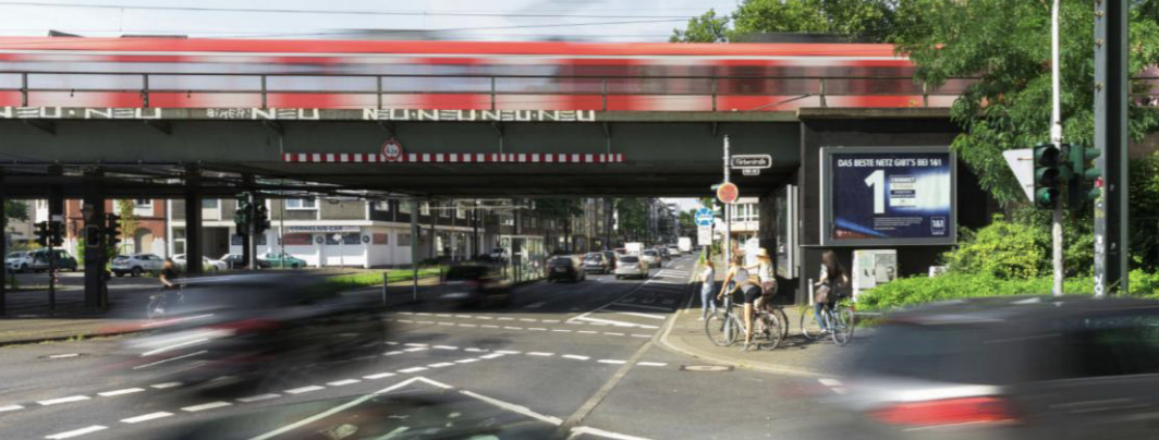 Dusseldorf, Dusseldorf street-level advertising panel - digital out-of-home screen, real DOOH inventory bookable by the hour on Blindspot