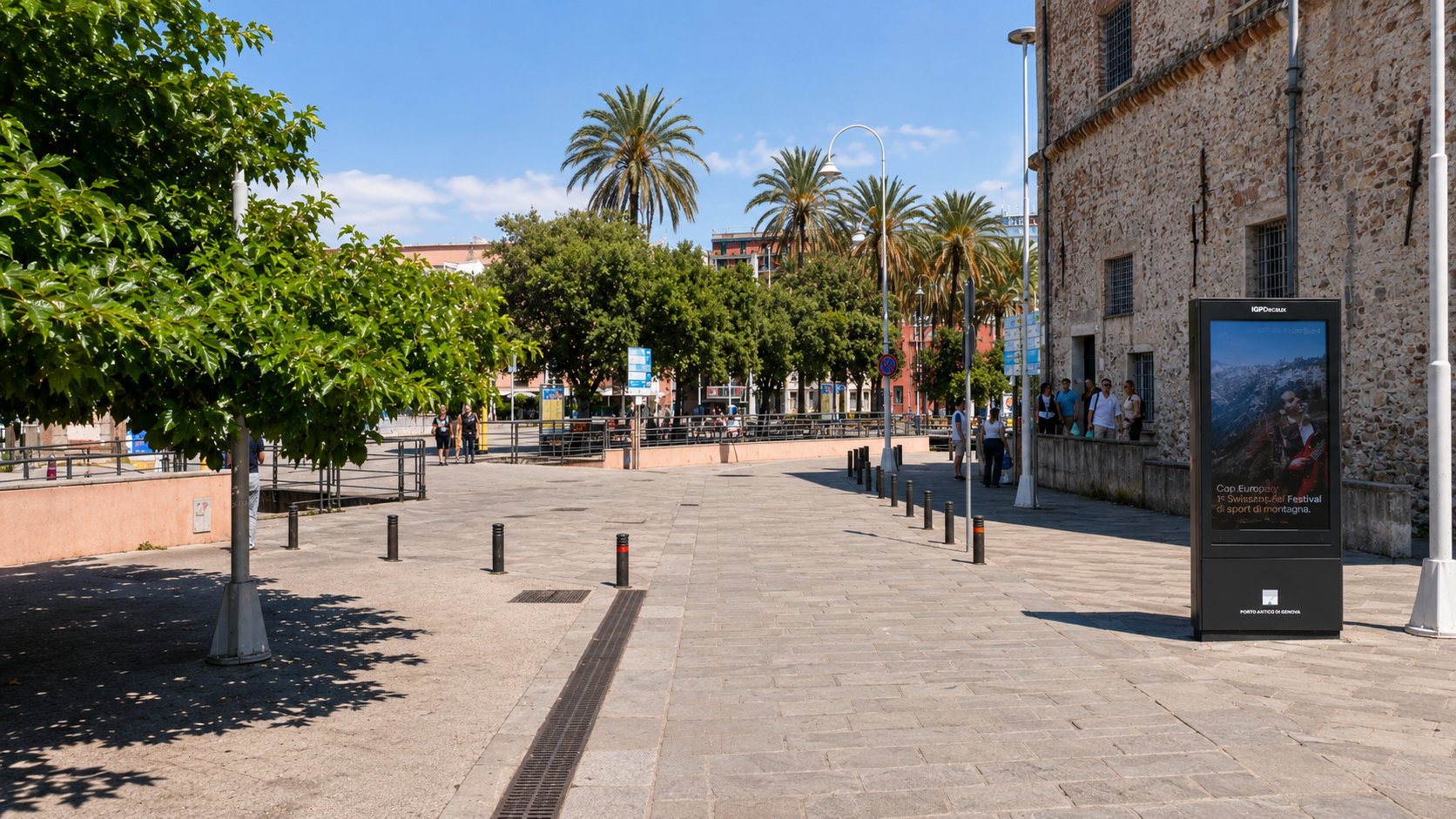 Genoa, Genoa transit corridor screen - digital out-of-home screen, real DOOH inventory bookable by the hour on Blindspot