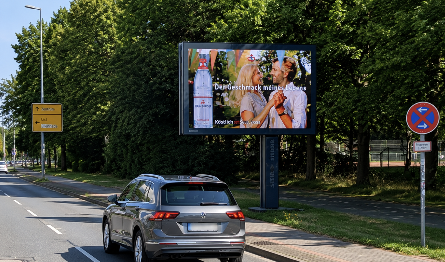 Hannover, L190 - digital out-of-home screen, real DOOH inventory bookable by the hour on Blindspot