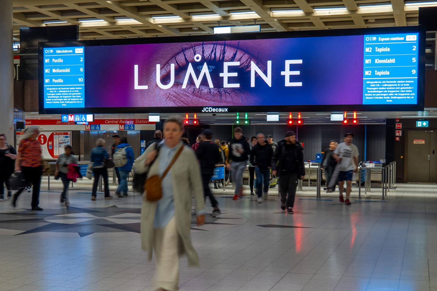 Helsinki, Metro-station advertising, Helsinki / Espoo, real DOOH inventory bookable by the hour on Blindspot