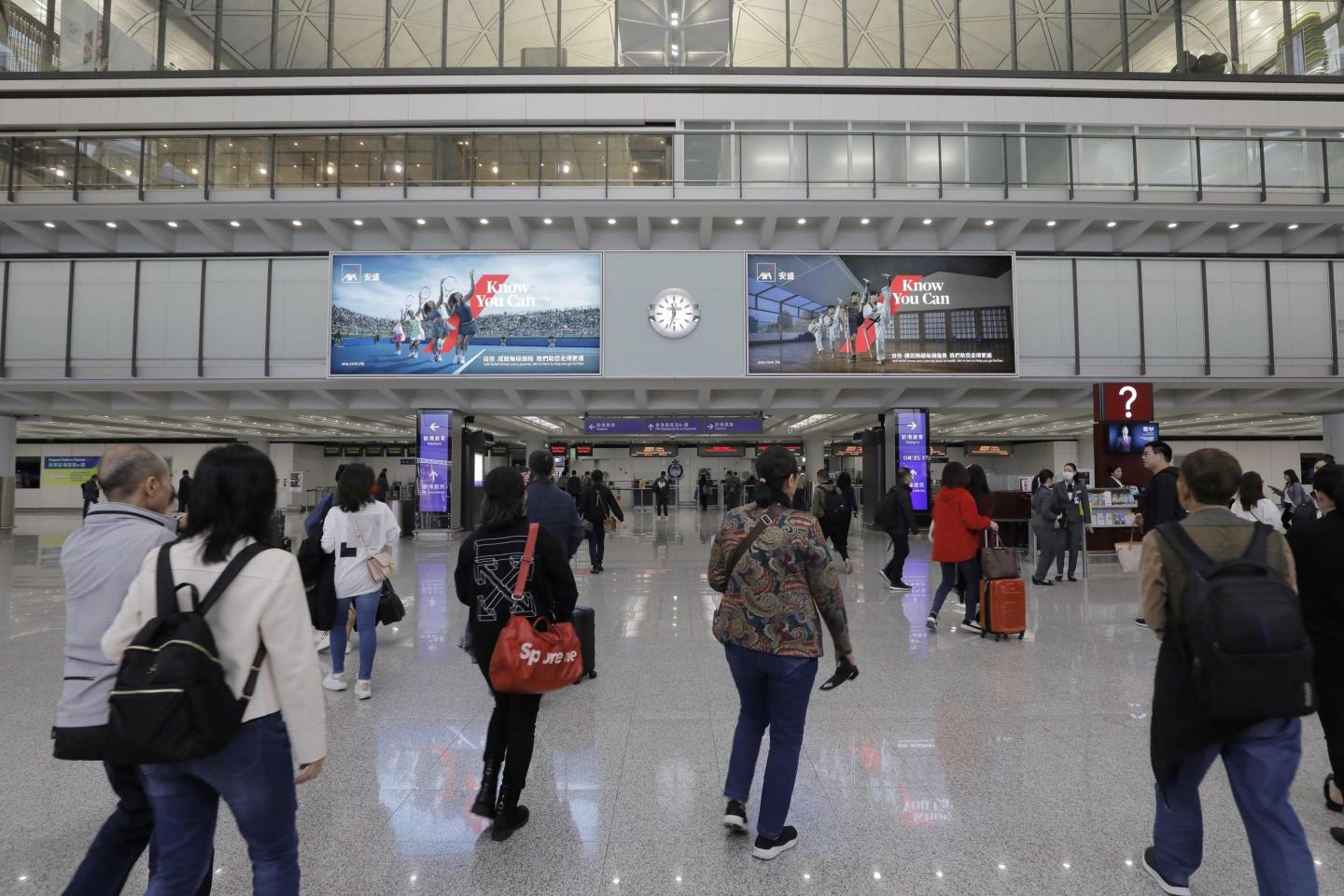 Hong Kong Airport, HKIA in-terminal advertising format, real DOOH inventory bookable by the hour on Blindspot