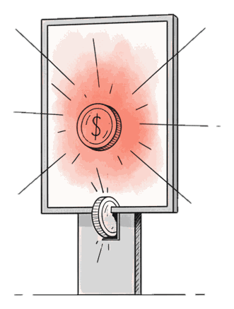 Illustrated small budget starting a campaign with glowing coral Blindspot DOOH screens