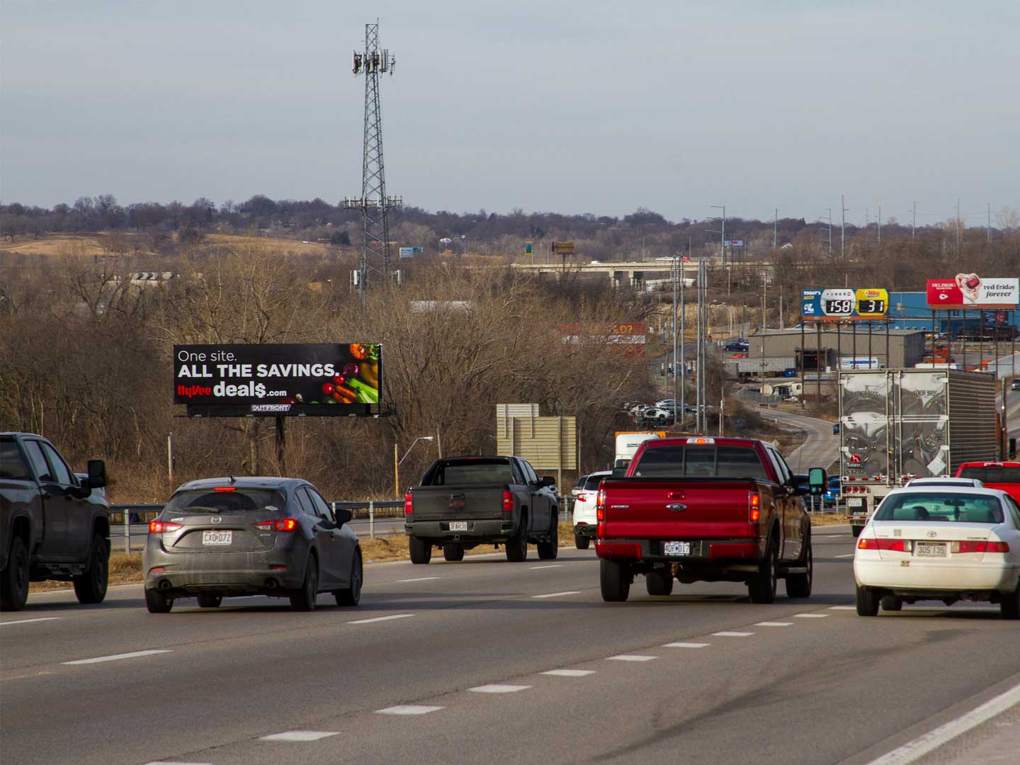 Kansas City, Kansas City Hy-Vee billboard creative, real DOOH inventory bookable by the hour on Blindspot