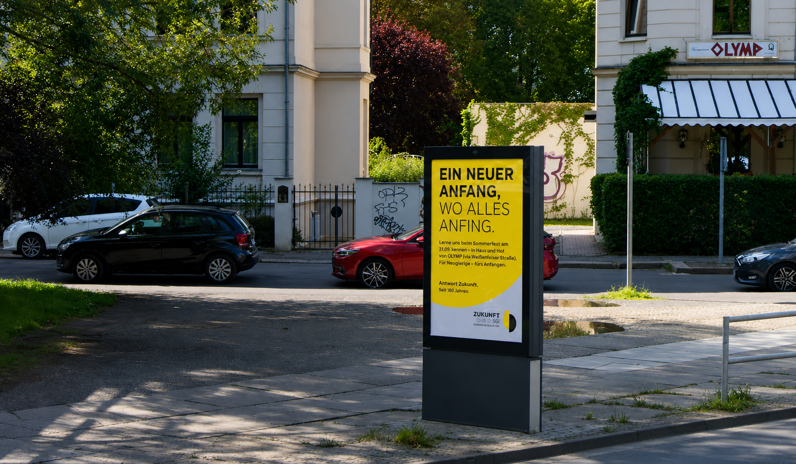 Leipzig, Schleußiger Weg - digital out-of-home screen, real DOOH inventory bookable by the hour on Blindspot