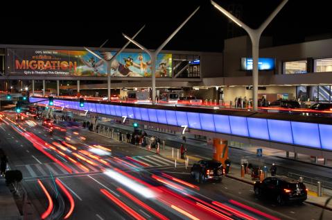 Los Angeles Airport, LAX Digital Skybridges, real DOOH inventory bookable by the hour on Blindspot