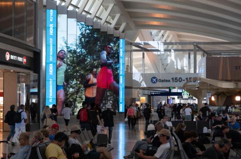 Los Angeles Airport, LAX Concourse Portals, real DOOH inventory bookable by the hour on Blindspot