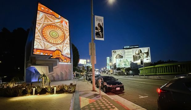 Visit Maharashtra DOOH campaign on a Los Angeles digital spectacular at night