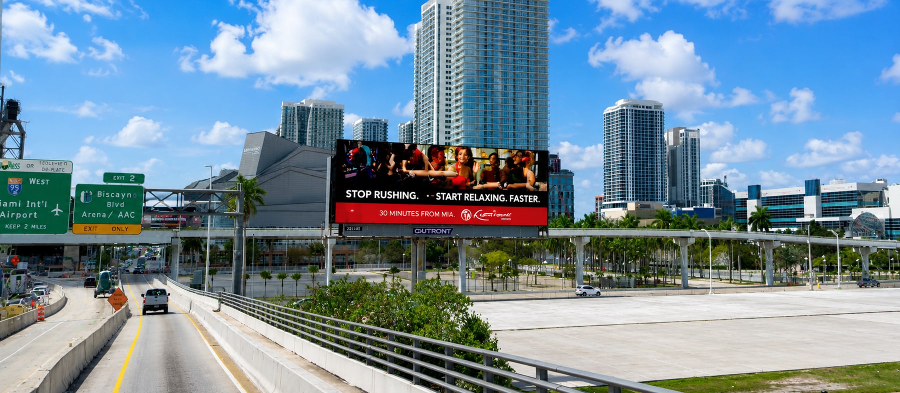Miami billboard at Miami Beach, Florida, bookable by the hour on Blindspot