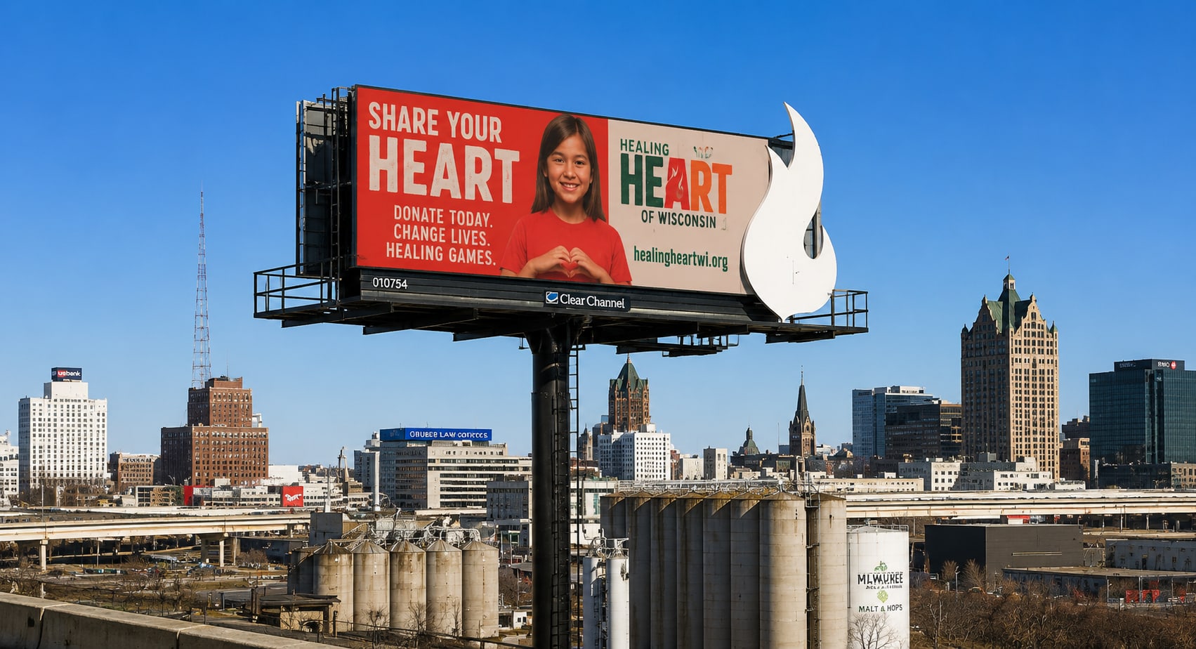 Milwaukee billboard at I-94, bookable by the hour on Blindspot