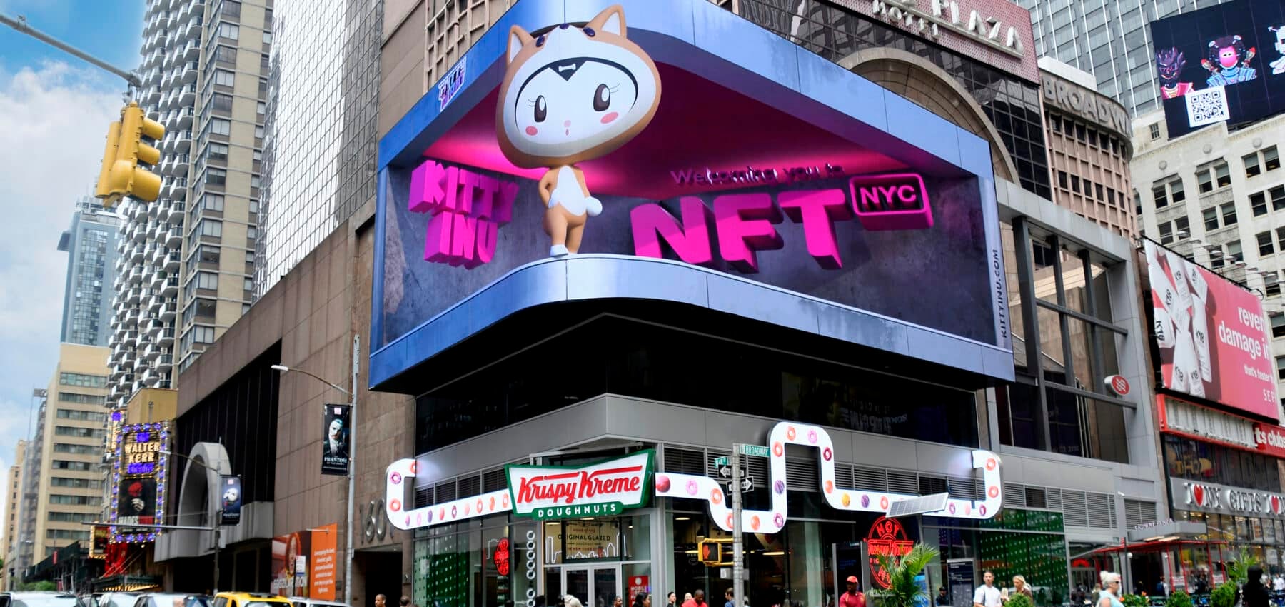 Times Square digital spectacular, real DOOH screens from operator partner Clear Channel Outdoor, bookable by the hour on Blindspot