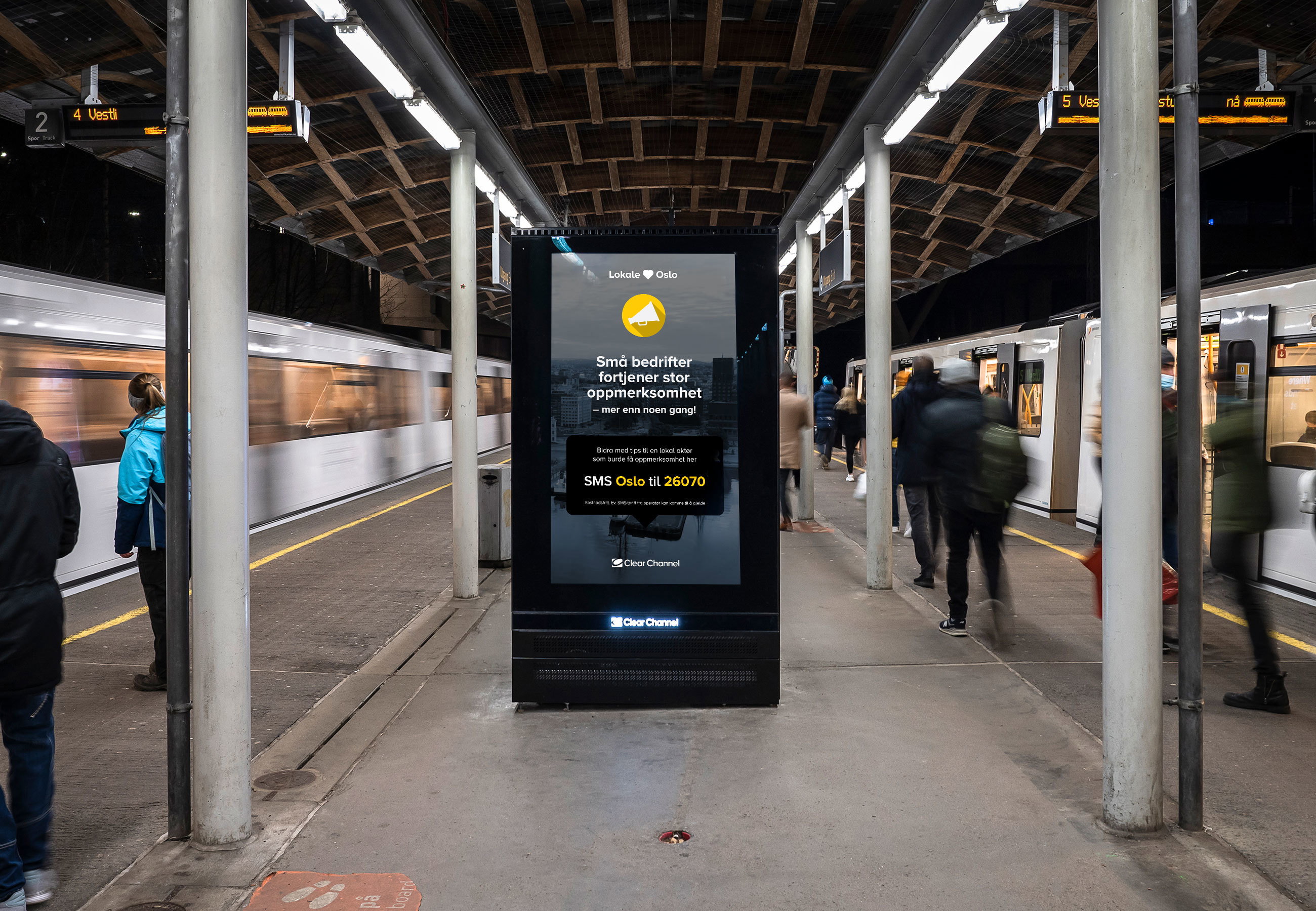 Oslo, Digital screen, central Oslo, real DOOH inventory bookable by the hour on Blindspot