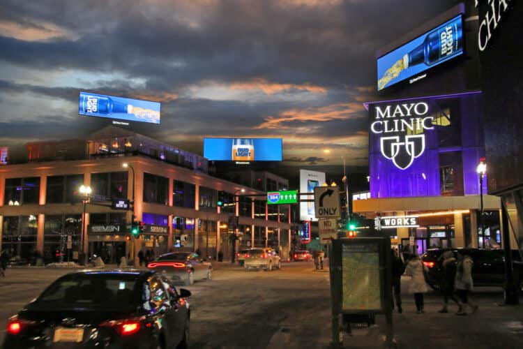 Providence, Downcity core · large-format digital, real DOOH inventory bookable by the hour on Blindspot