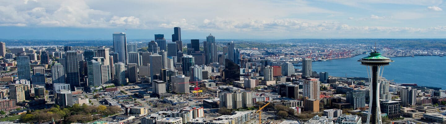 Seattle Airport, Seattle skyline, real DOOH inventory bookable by the hour on Blindspot