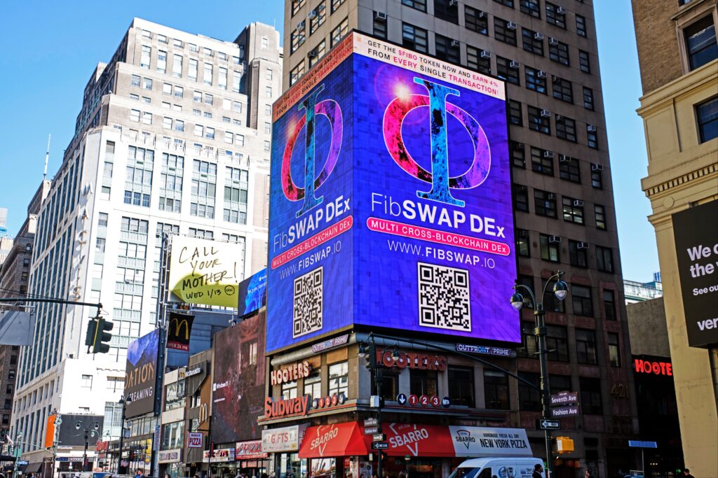 Penn Station billboard Fibswap ad by Blindspot