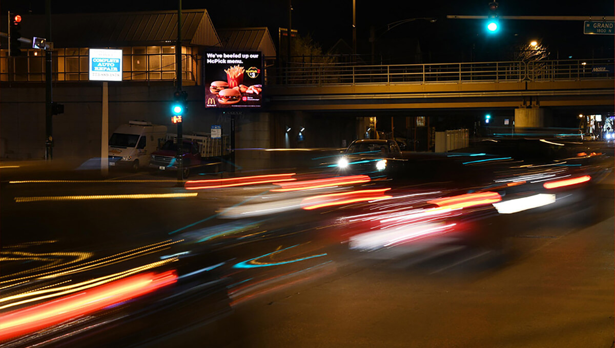 Chicago billboard at night