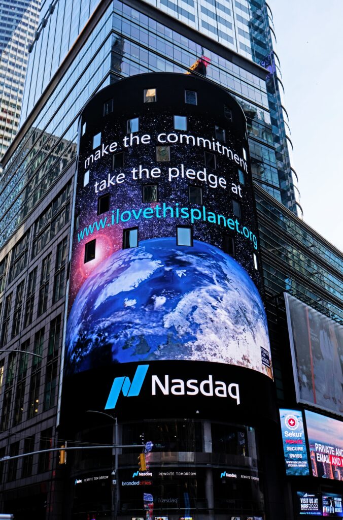 ILoveThisPlanet.ORG ad on Nasdaq billboard with Blindspot