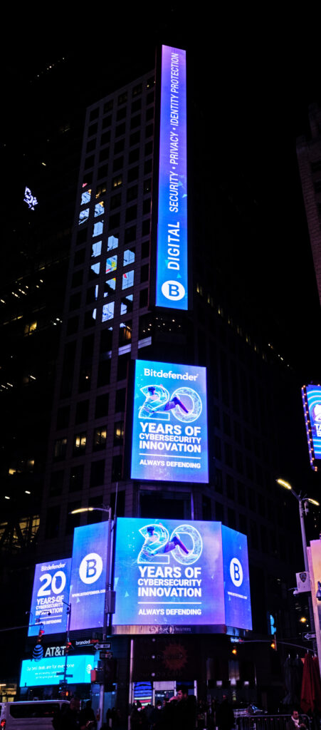 Bitdefender ad on Thomson Reuters billboard through Blindspot