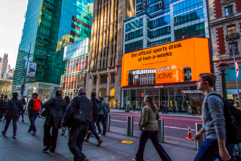 Bryant Park's digital billboard in New York