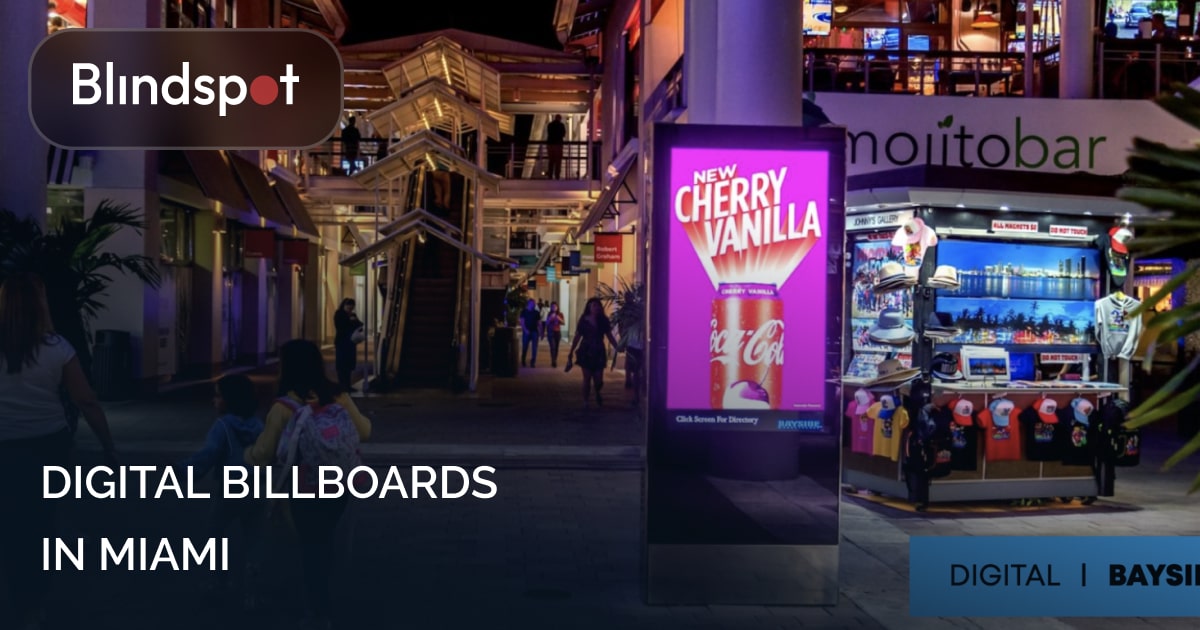 Digital Billboards in Miami: Illuminated electronic ads enhancing the lively ambiance of Miami's urban landscape.
