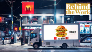 McDonald's vibrant mobile billboard campaign, highlighting the classic Big Mac, navigating city streets for maximum exposure.