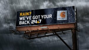 Illustrations of Outdoor Billboards Amidst Rainy Weather: Navigating Advertising Challenges
