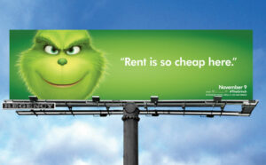 Humorous Billboard Ads for The Grinch Movie: Adding Laughter to the Streets.